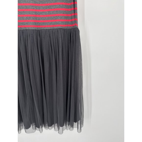 Matilda Jane womens T'WAS THE NIGHT Dress large Red Stripes Tulle Overlay new - Picture 5 of 6